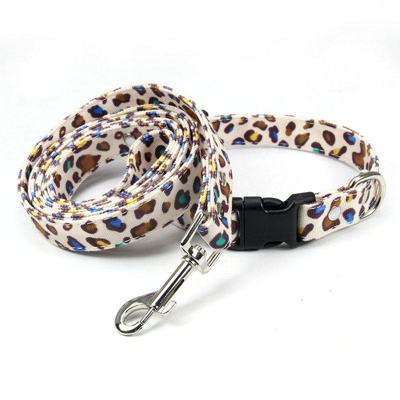 Pet collar dog lettering metal traction cat neck ring leopard print Japanese and Korean dog collar dog neck ring pet