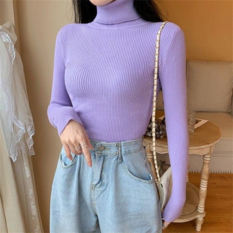 

Водолазка женские свитера повседневные базовые тонкие пуловеры осень-зима мягкие топы с длинными рукавами нижняя рубашка женские вязаные свитера S