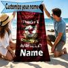 Asciugamano da Spiaggia Personalizzato con Nome Liverpool F.C., per Viaggio Campeggio Festa in Spiaggia Decorazione Casa, Regalo di Compleanno per Famiglia e Amici