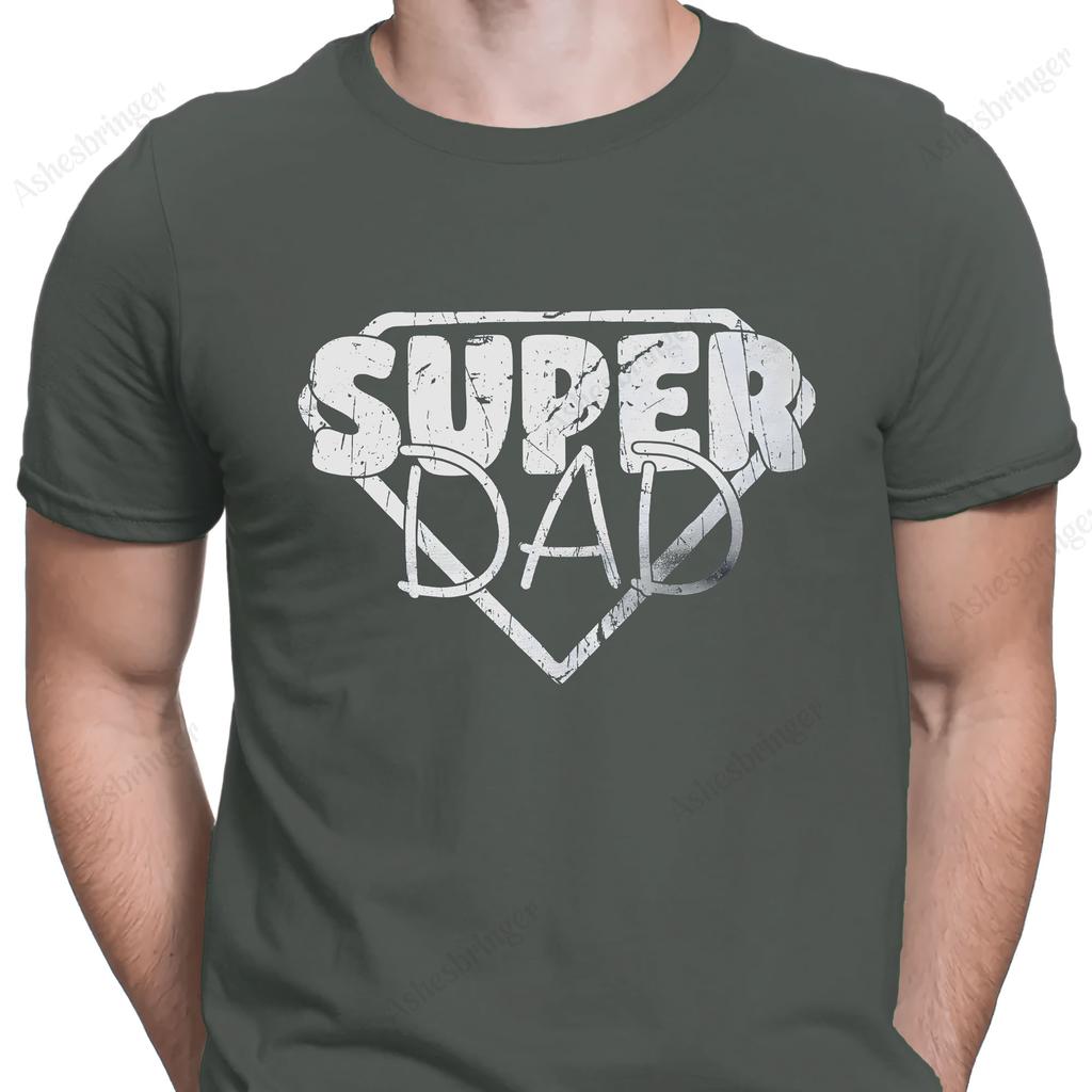 Super Dad Graphic Novelty Crew Neck Fathers Day T Shirt Funny Dad Gift Tee Street Casual Style Tops for Men and Women