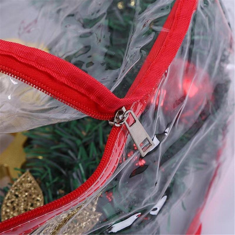 Transparent Holiday Decoration Organiser Bag With Reinforced Zippers Lightweight PVC Materials Wreath Protective Case