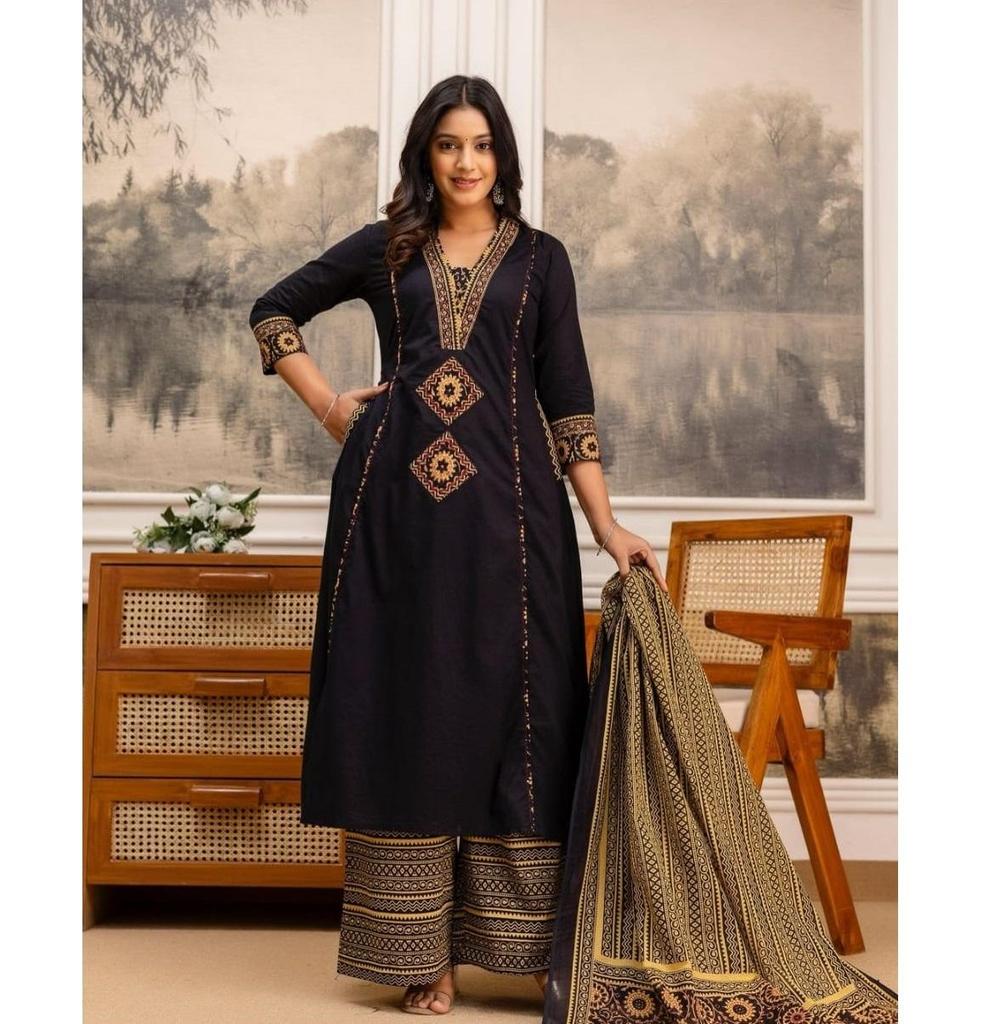 Women Bollywood Cotton Top Tunic Kurta Pant Dupatta Set Indian Designer Ethnic Wear Salwar Suit