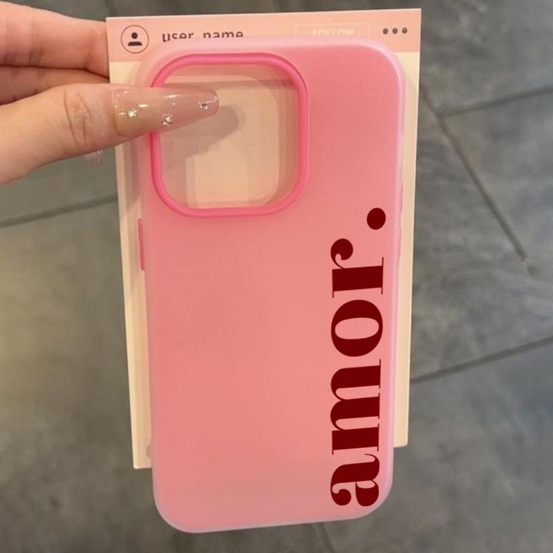 Rote "Amor." Buchstaben-Print Personalisierte Handyhülle Für iPhone 17 16 Pro Max 15 14 Plus 13 12 11 XS XR 16E 17 Air 2-in-1 Weiche Hülle