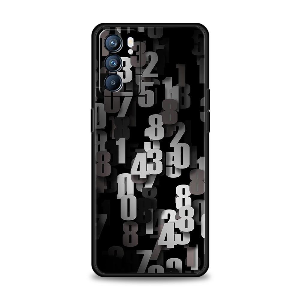 Number Pattern Phone Case For Oppo A17 A31 A54 A57 A78 A79 A98 Find X5 X6 Reno 6 7 8 10 11 12 13 F Pro 5G Soft TPU Cover Fundas