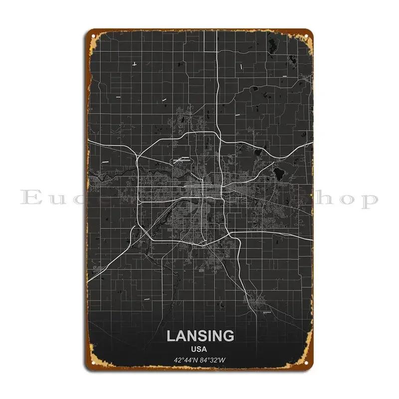 Lansing Usa Metal Sign Bar Garage Wall Decor Printing Designing Tin Sign Poster 20x30cm（7.8x11.8inch）