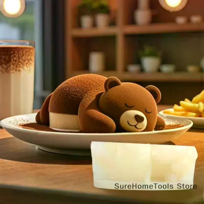 Cute Bear Milk Jelly Mold Pudding Silicone Mold Jelly Bowl Cake White Cold Ice Powder Mold Cake Kitchen Decoration Accessories
