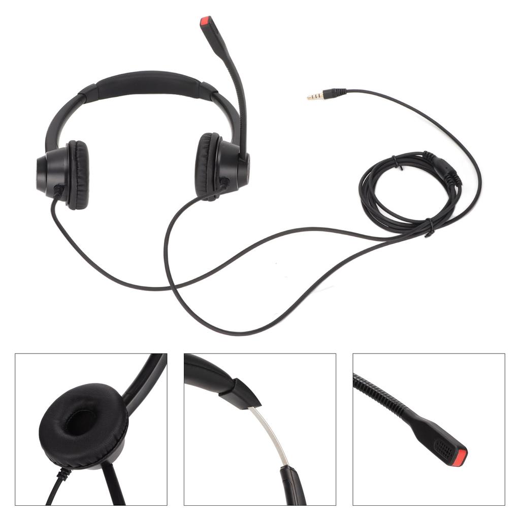 Binaurales 3,5-mm-Business-Headset Doppelseitiges Headset mit HD-Stereo-Sound für Konferenzgespräche, Callcenter, Online-Kurse