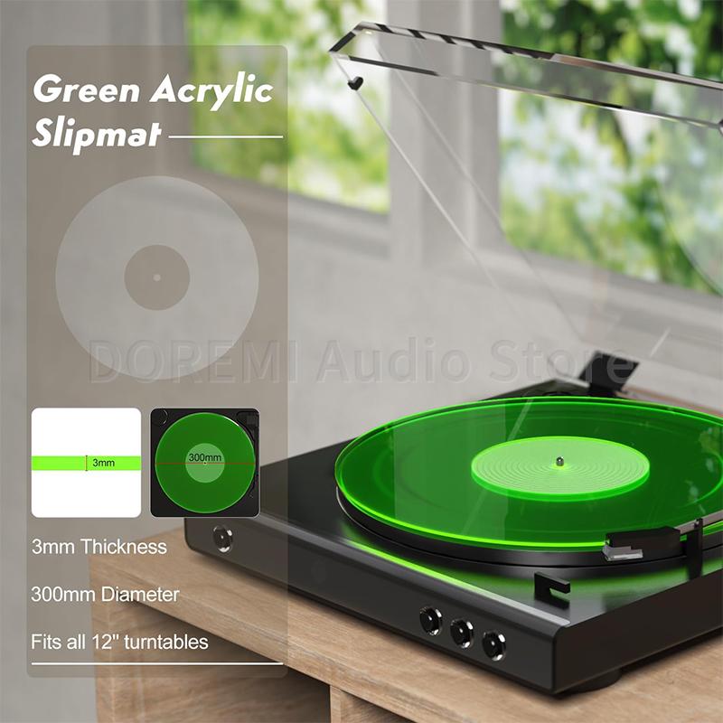 30cm Acrylic Turntable Slip Mat Reduce Static Dust Noise Replacement Record Platter Slipmat for 12 Inch LP Vinyl Record Player