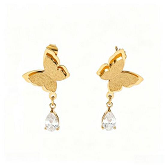 Versatile Butterfly Zircon Inlaid Stainless Steel Stud Earrings for Women