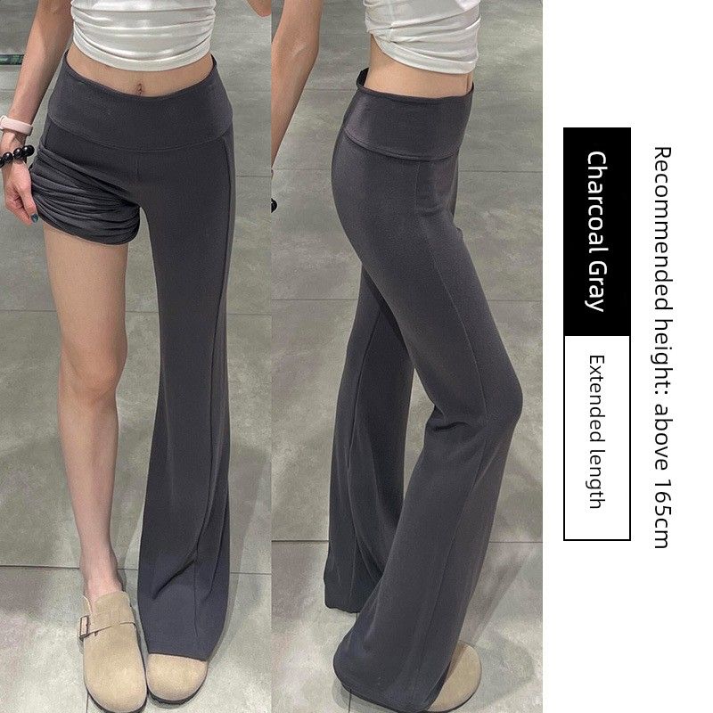 

Flared Pants for Women, Autumn and Winter, Fleece-Lined, Low-Waist, Drapey, Outerwear Leggings, Petite Size, Sports Yoga Flared Sweatpants Charcoal Gray [Extended Length] Premium Quality XL