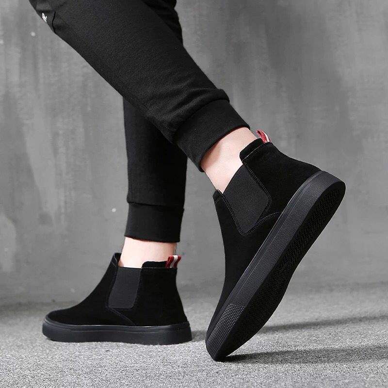 Winter Martin Boots Men's Cotton Shoes High-top Shoes Men's Korean Version Fleece Board Shoes Darth Vader Mid-top Shoes Men's Trendy Shoes