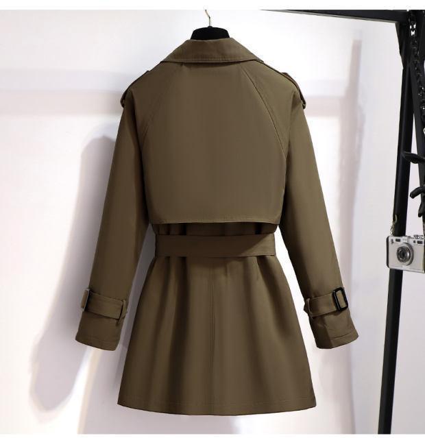 2024 Women's Spring Korean Style Trench Coat: Petite Mid-Length, British-Inspired High-End Outerwear