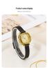 Sleek Black Gold Small Square Quartz Watch, Versatile Steel Band, Waterproof Casual Design