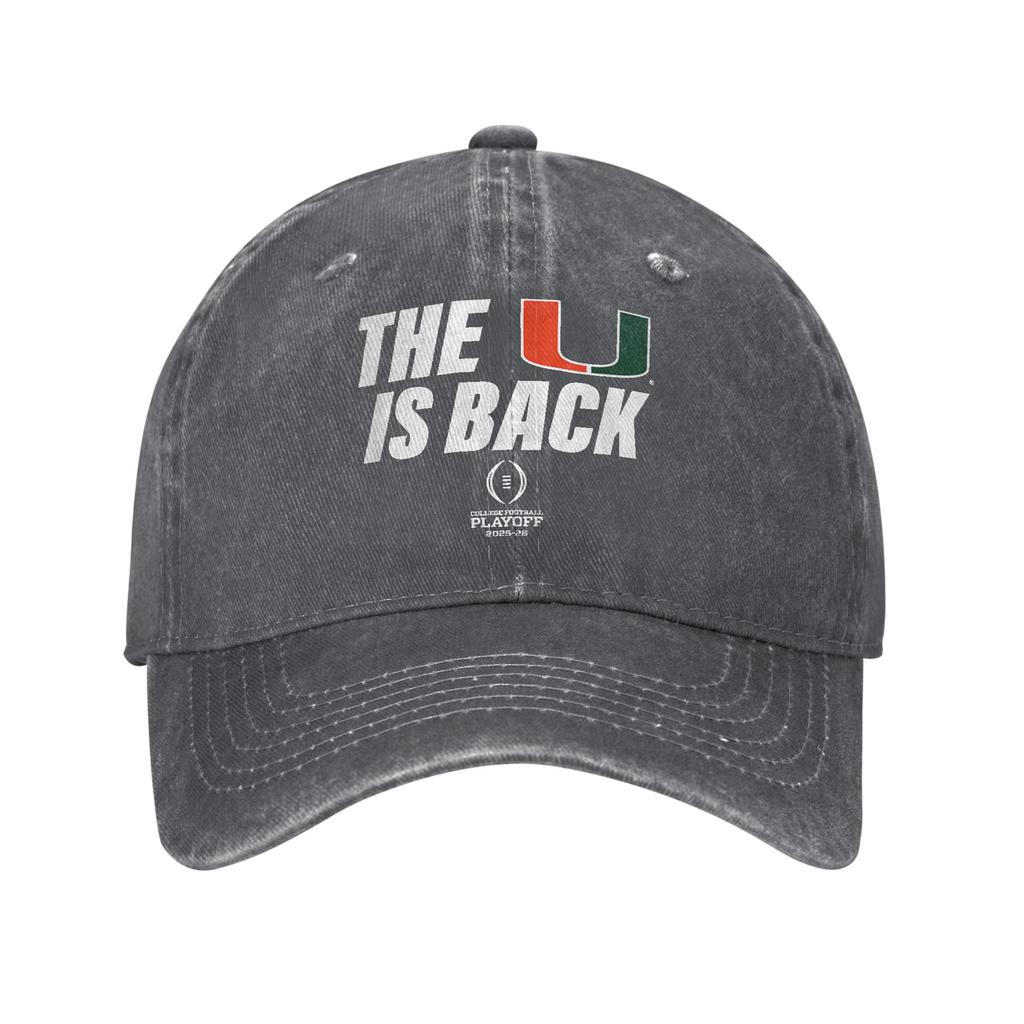 Miami Hurricanes 2025 College Football Playoff The U is Back Sun Baseball Cap  y2k Funny Men Adult Skate Baseball Caps Gift