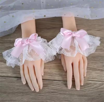 Japanische Frauen Mädchen Lolita Mehrfarbige Schleife Handschuhe Falsche Ärmelmanschetten Süße Prinzessin Cosplay Pullover Manschettenabdeckung Handgelenk-Accessoires