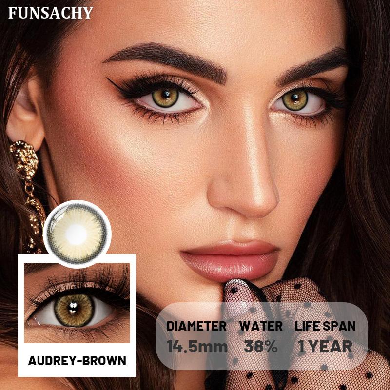 FUNSACHY 1 Pair Color Contact Lenses for Eyes Natural Softlens Lenses Cosmetic Eye Contacts Gray Pupils Yearly Lens Brown Lens