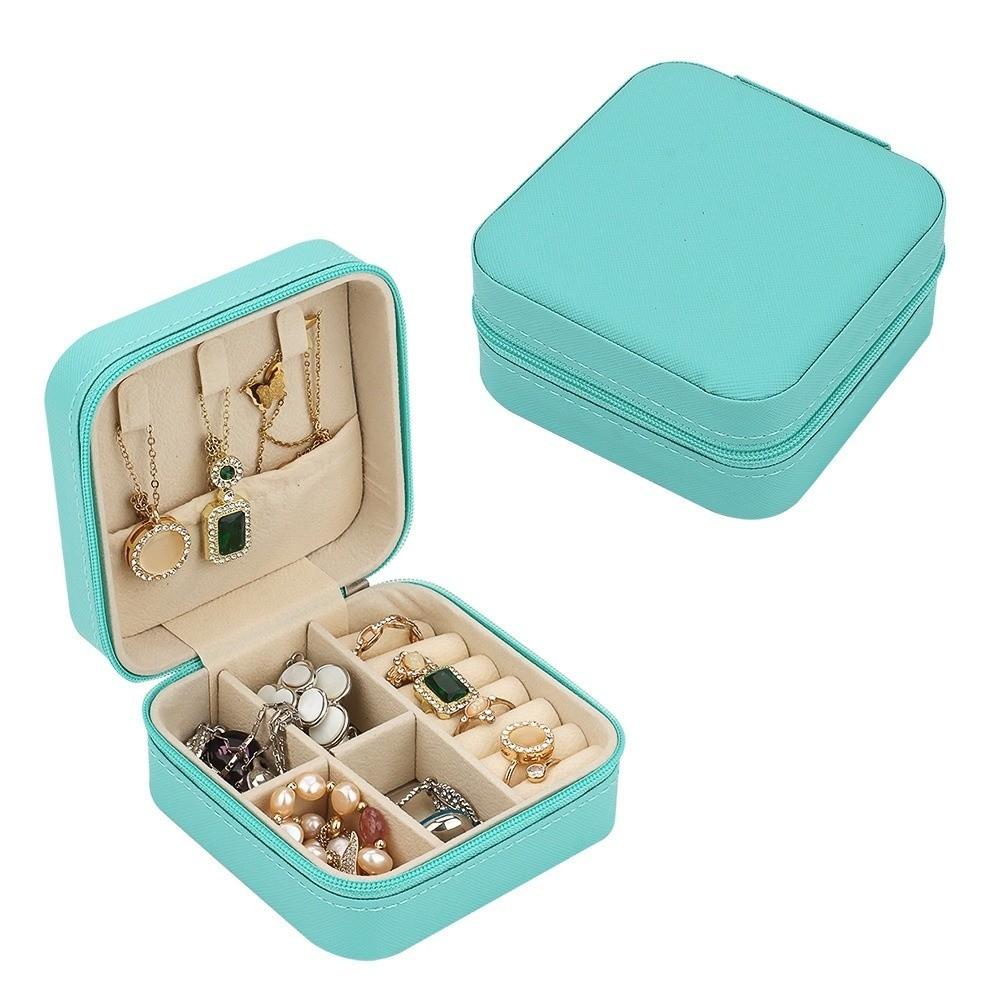 PU Leather Mini Jewelry Storage Zipper Closure Travel Jewelry Box Jewelry Organizer  Display Box