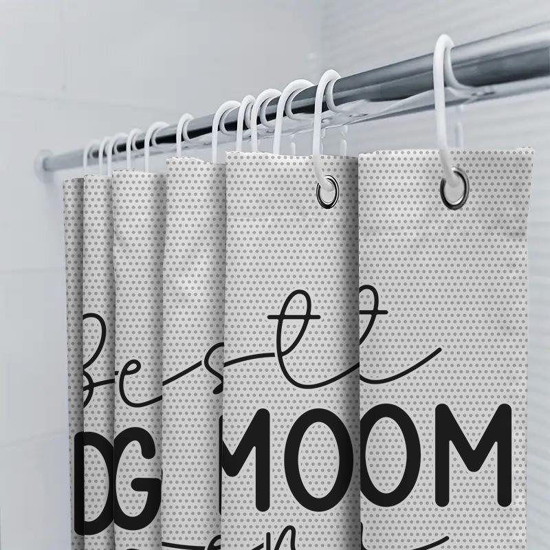 Best Dog Mom Ever Bathroom Shower Curtain Decorative Water-Resistant Fabric For Home Bath Accessories Black And White Polka Dot