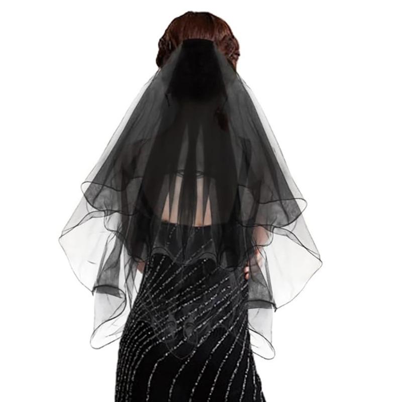 Veli da Sposa Neri Classici Caratterizzati da Lunga Durata e Stabilità Oggetti di Scena per Foto