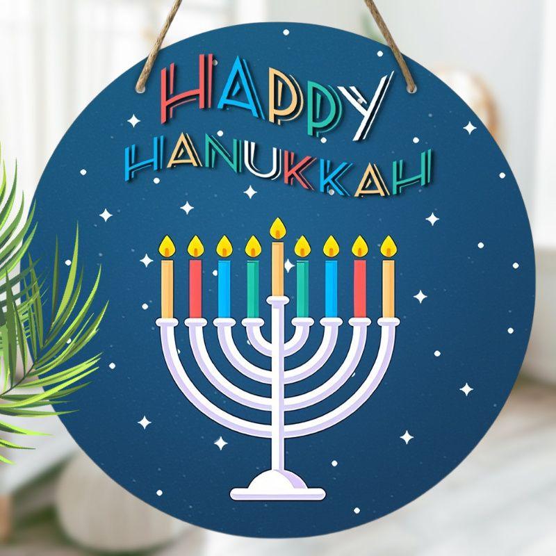 2D flate hengende dekorative skilt, interiør vegg- eller dørdekorasjon, Hanukka-dekorasjon, interessante gaver til familie og venner