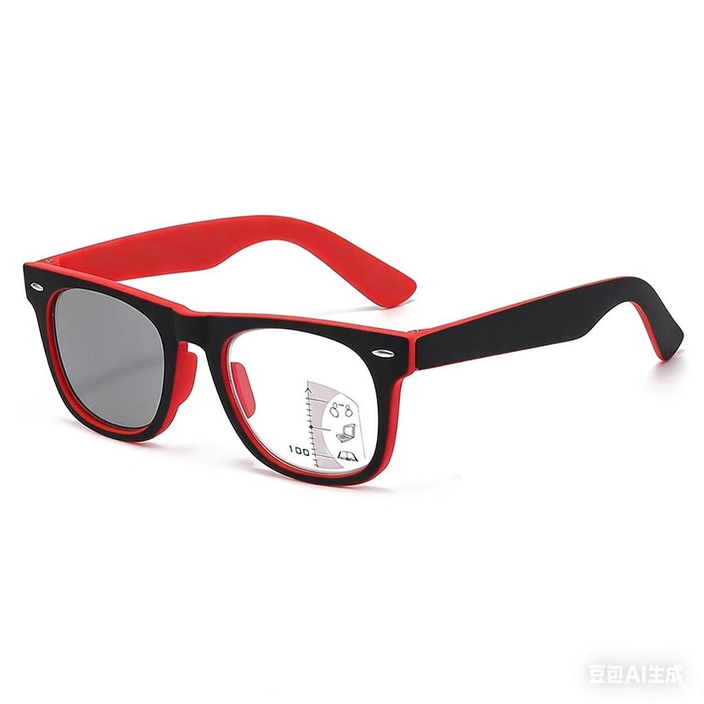 Modische quadratische Rahmen Mehrstärken Photochrome Blaulichtblockierende Presbyopie Brille Unisex Retro Übergroße Lesebrille