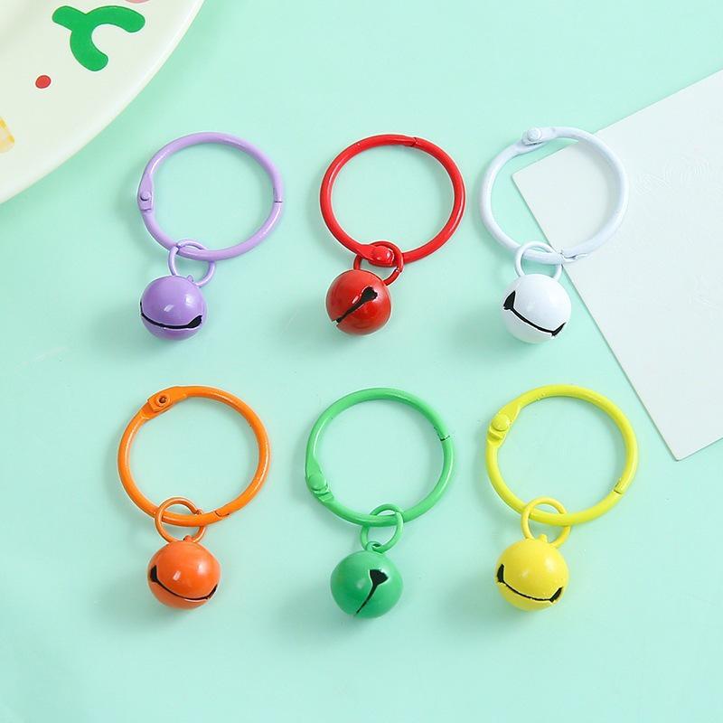Colorful 14mm Alloy Card Ring Bell Keychain Pendant for DIY Accessories