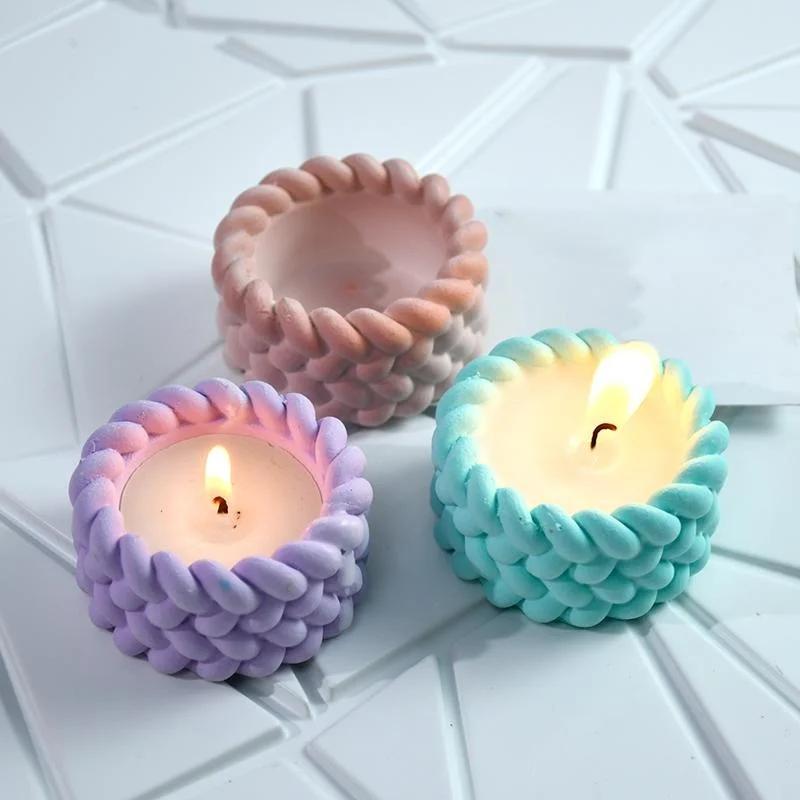 DIY Dropper Mold Hemp Rope Candle Holder Silicone Mold Candle Cup Gypsum Aromatherapy Storage Mold