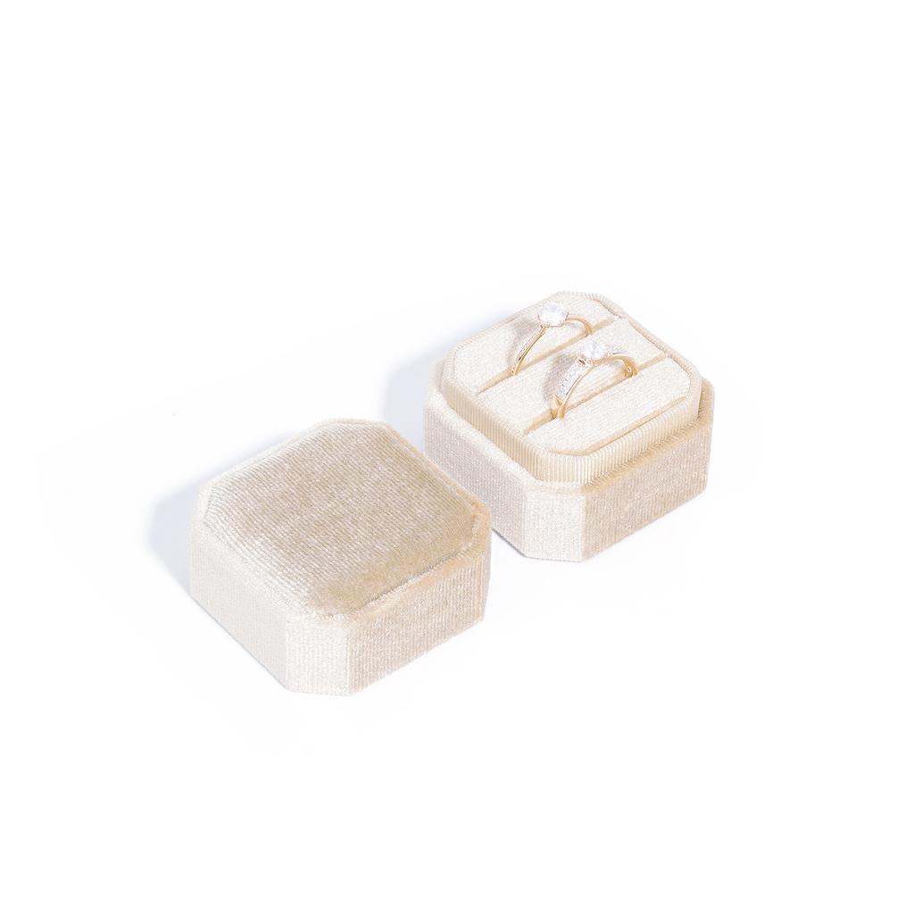 New Velvet Jewelry Box Octagonal Ring Box Double Ring Box Wedding Ring Box with Detachable Lid Jewelry Organizer Storage