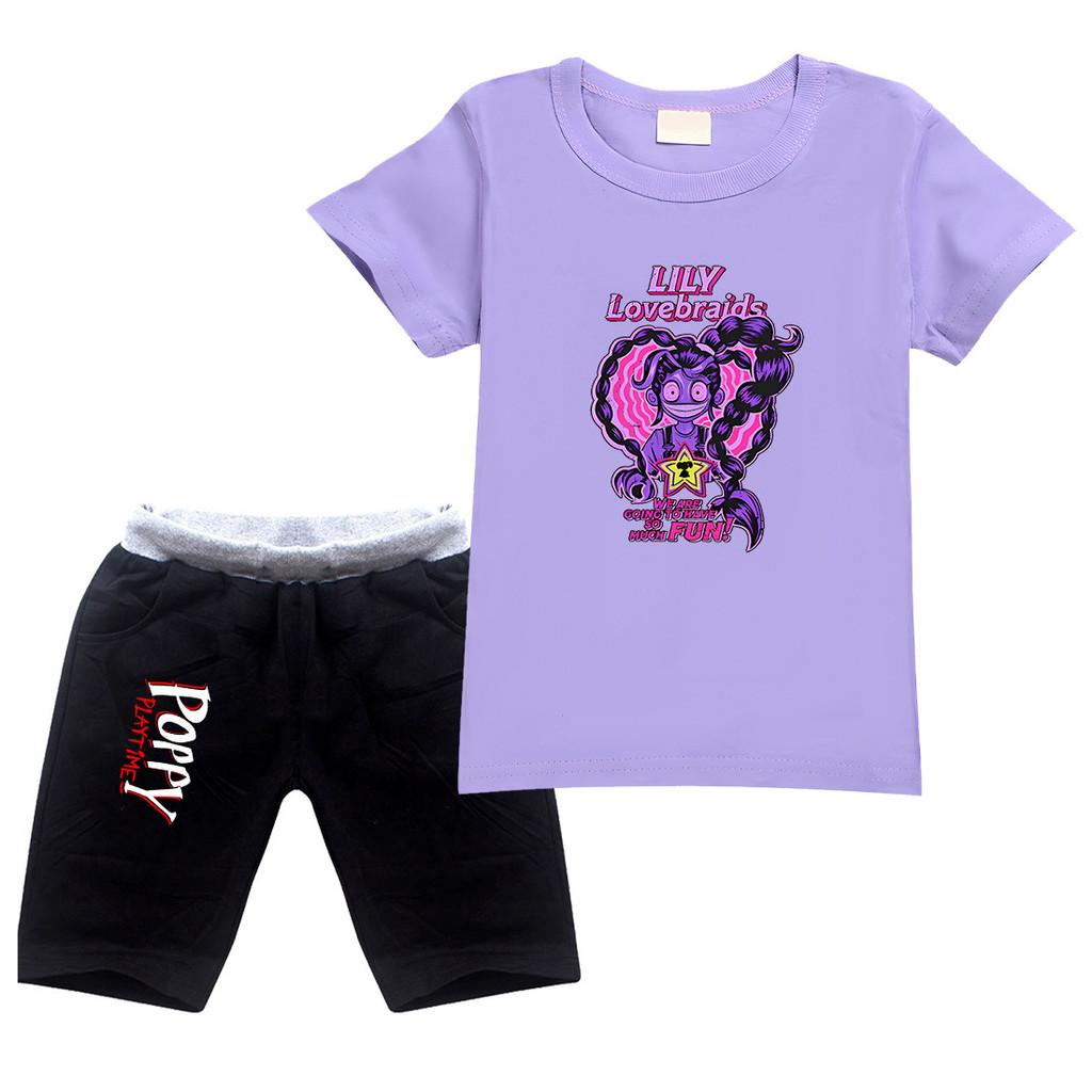 

4141 Kids Girls Lily Lovebraids Printed Top Shorts Sport Tracksuit Set 170cm фіолетовий