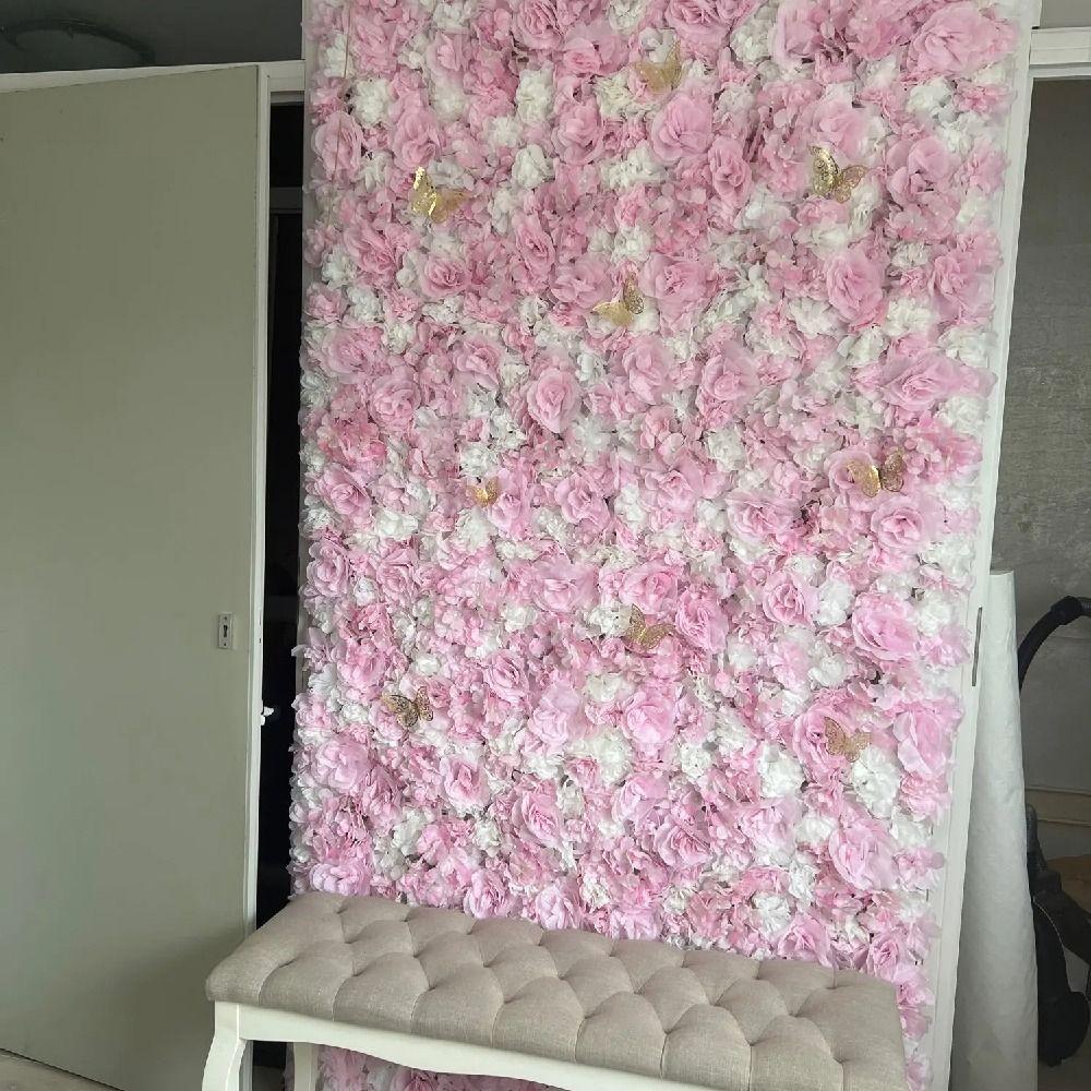 60X40cm Artificial Flower Wall Panels Handmade Silk Rose Flower Wall Outdoor