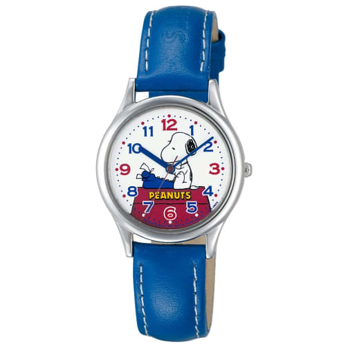 

Citizen Q&Q Watch Analog Snoopy Waterproof Leather Strap AA95-9853 Women s Blue