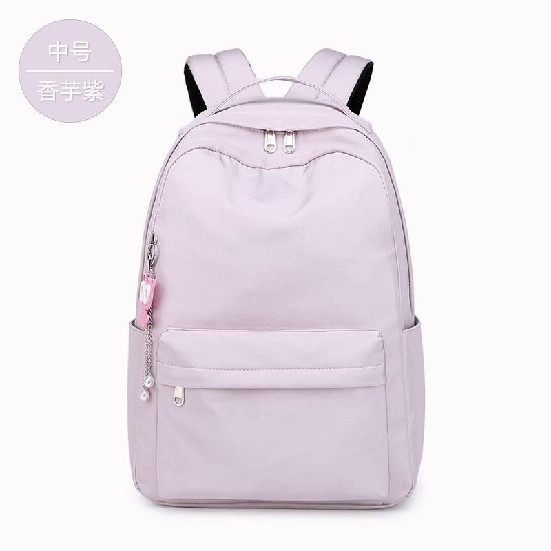 Schoolbag Female Campus Solid Color Backpack Fashion Junior High School Students Large Capacity Backpack