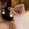 Silver Needle Diamond Pearl Fringed Earrings Retro Elegant Court Style Earrings High Sense Fashion Temperament Versatile Earrings