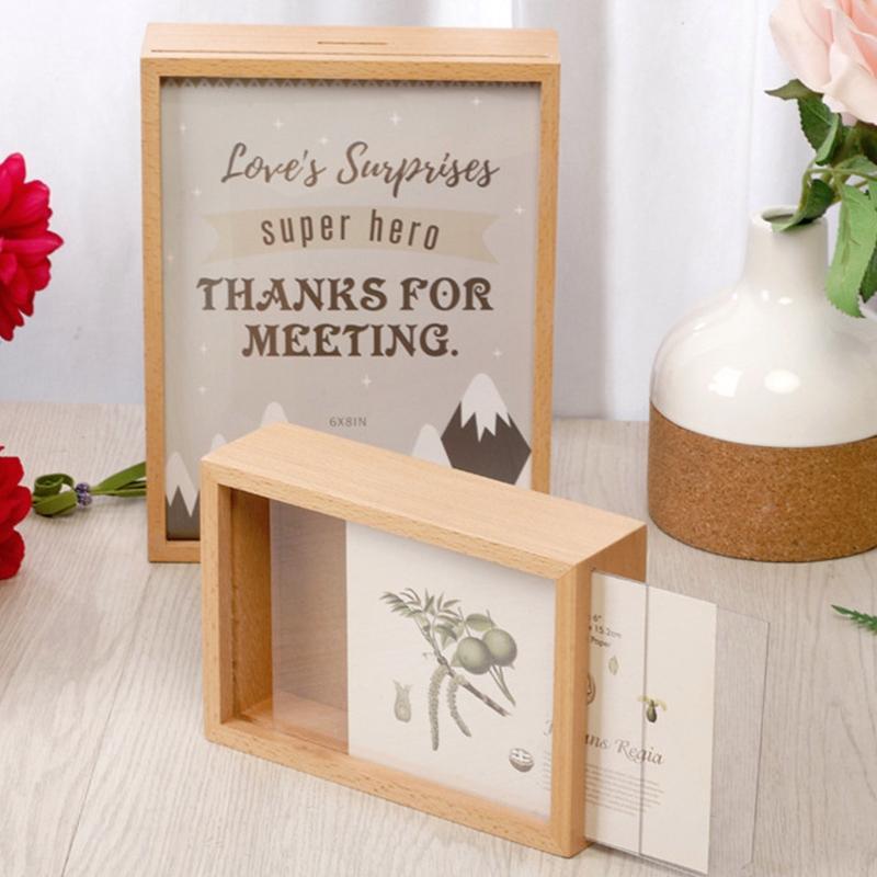 Money and Picture Frame Money for Case Funny Wood Money Box Kids Gift Home Decor