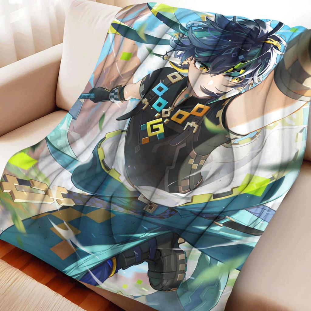 Game Genshin Impact Kinich Flannel Blanket Warmth Soft Air Conditioning Otaku Blanket Multifunctional Decorative Blankets