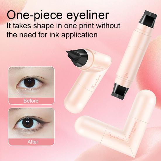 

2Pcs Double Head Precision Eyeliner Stamp Long-Lasting Waterproof Smudge-proof Liquid Eyeliner Pen Easy Cats Eye Stencil Makeup Tool чорний коричневого кольору