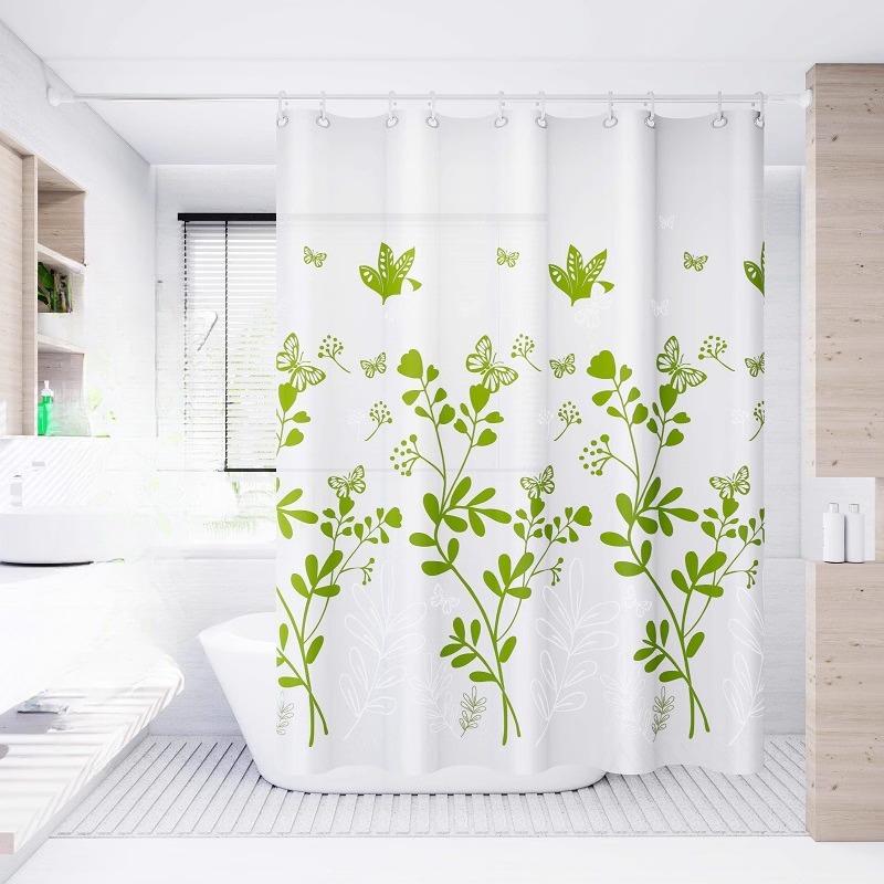 Transparent Waterproof Shower Curtain Bathroom Translucent Partition Curtain Easy Clean Wipe Mildew Proof Curtains with Hooks