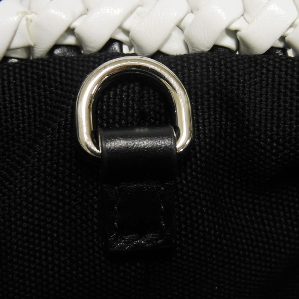 Used Intreccio Woven Tote Bag (12166), 5BA077 2D3N F0967 7922, White, 2-Way Shoulder Bag with Embossed Logo, Black,
