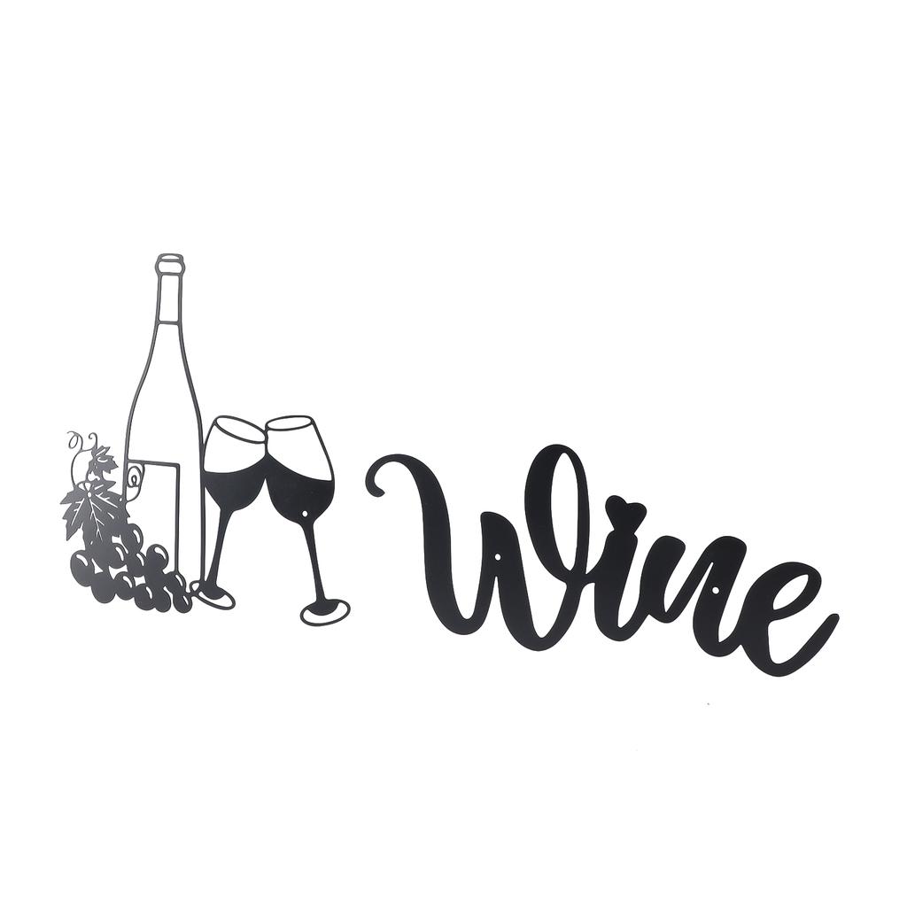 Wine Theme Wall Decor Modern Innovative Decorative Hollow Out Iron Art Metal Wine Wall Decor for Living Room Black