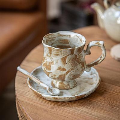Tea Cup and Saucer Porcelain Sets with Spoon Latte Mug for Birthday Restaurant Wedding
