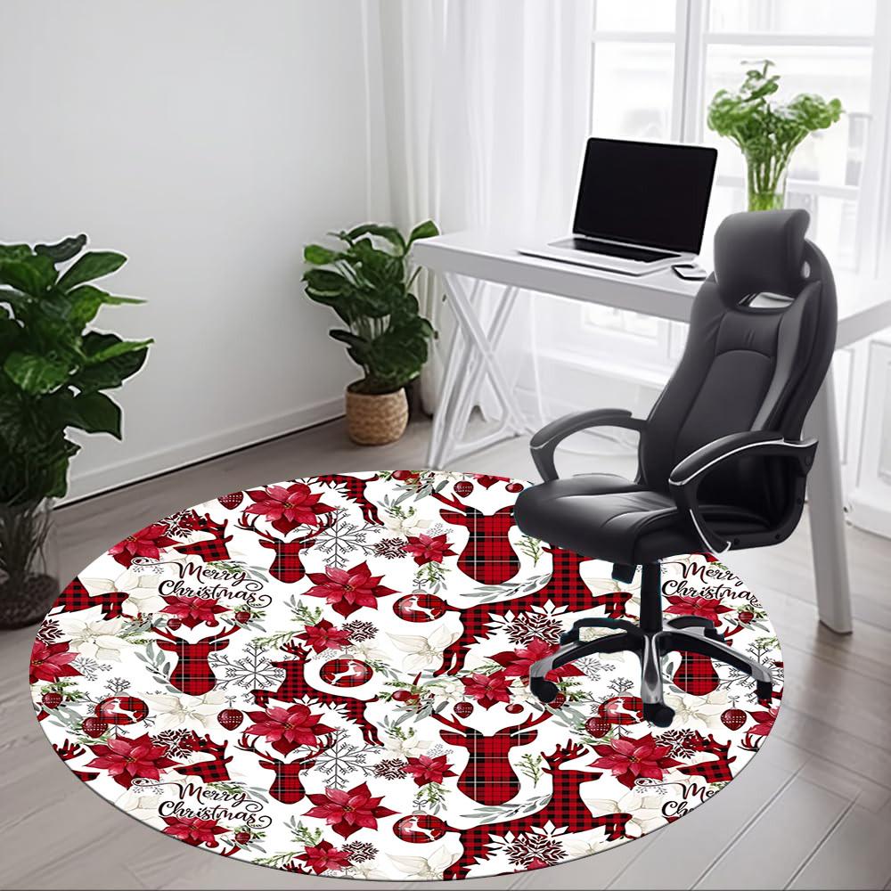 1pc Christmas Deer Decorations Chair Carpet for Office Non Slip, Lightweight, Machine Washable Rug for Office Holiday Decor