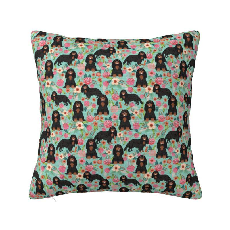 Custom Modern Cavalier King Charles Spaniel Cushion Cover for Sofa Velvet Cartoon Dog Pillow Case Bedroom Decoration