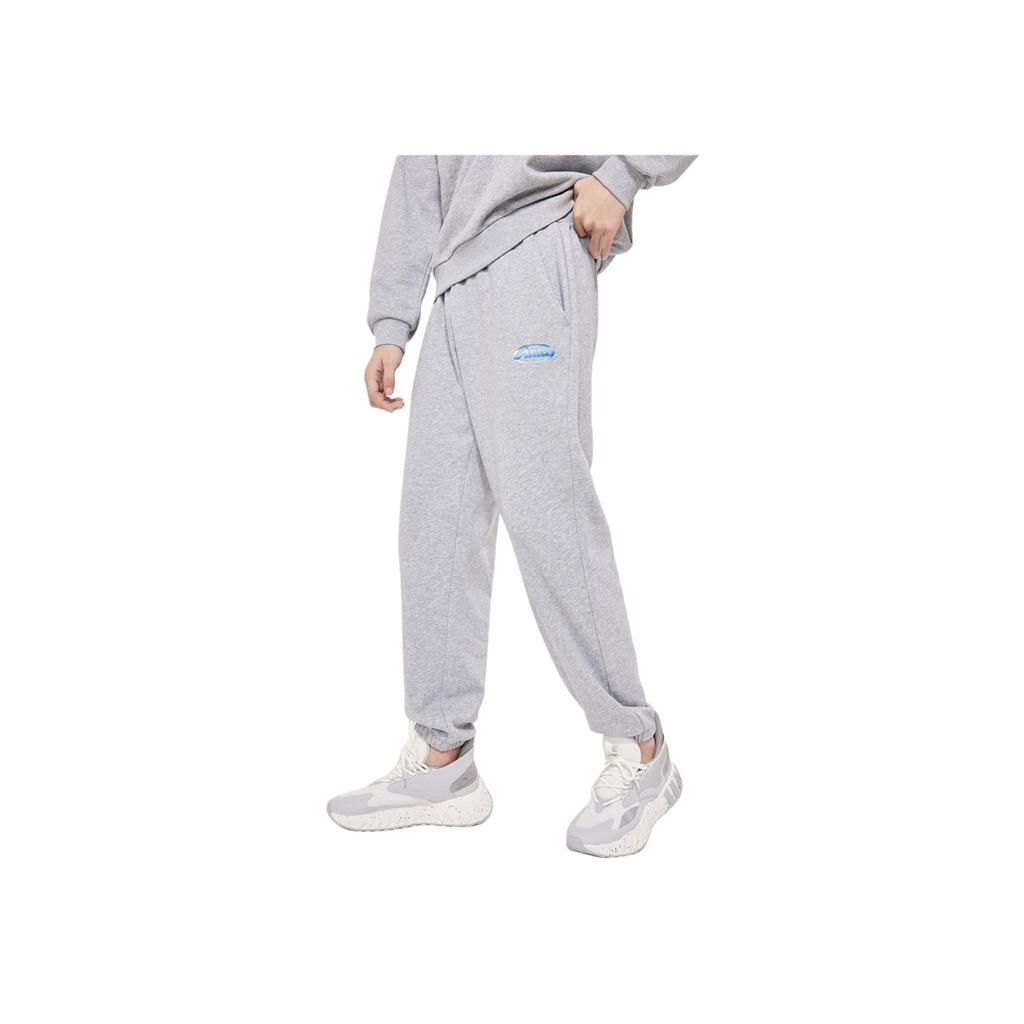 Anta Lifestyle Series Letter Logo Printed Knit Sports Pants Unisex Bottoms Gray 952218382-5