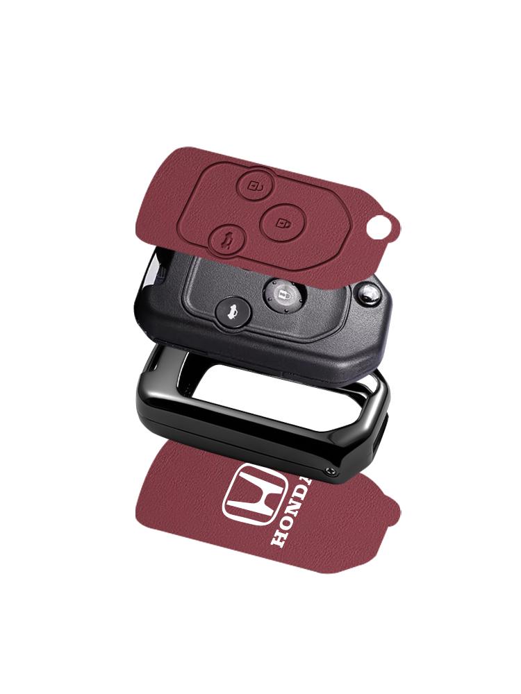 Leather Zinc Alloy Car Key Case Cover Shell Protection Fob For Honda Fit CRV Civic Insight Ridgeline HRV Jazz Accord Accessories