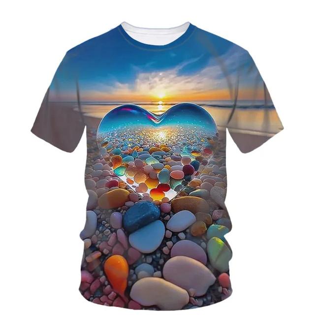 Sommer 3D Schöne Strand Ansicht Druck T Shirt Star Fish Asteroidea Grafik T-shirts Für Männer Mode T-shirts Kleidung