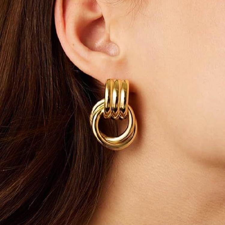 Boucles d'oreilles Clous Modernes Clous d'oreilles Multifonctionnels Texture Cuivre Bijoux pour le Bureau Adaptés aux Femmes à la Mode Cadeau