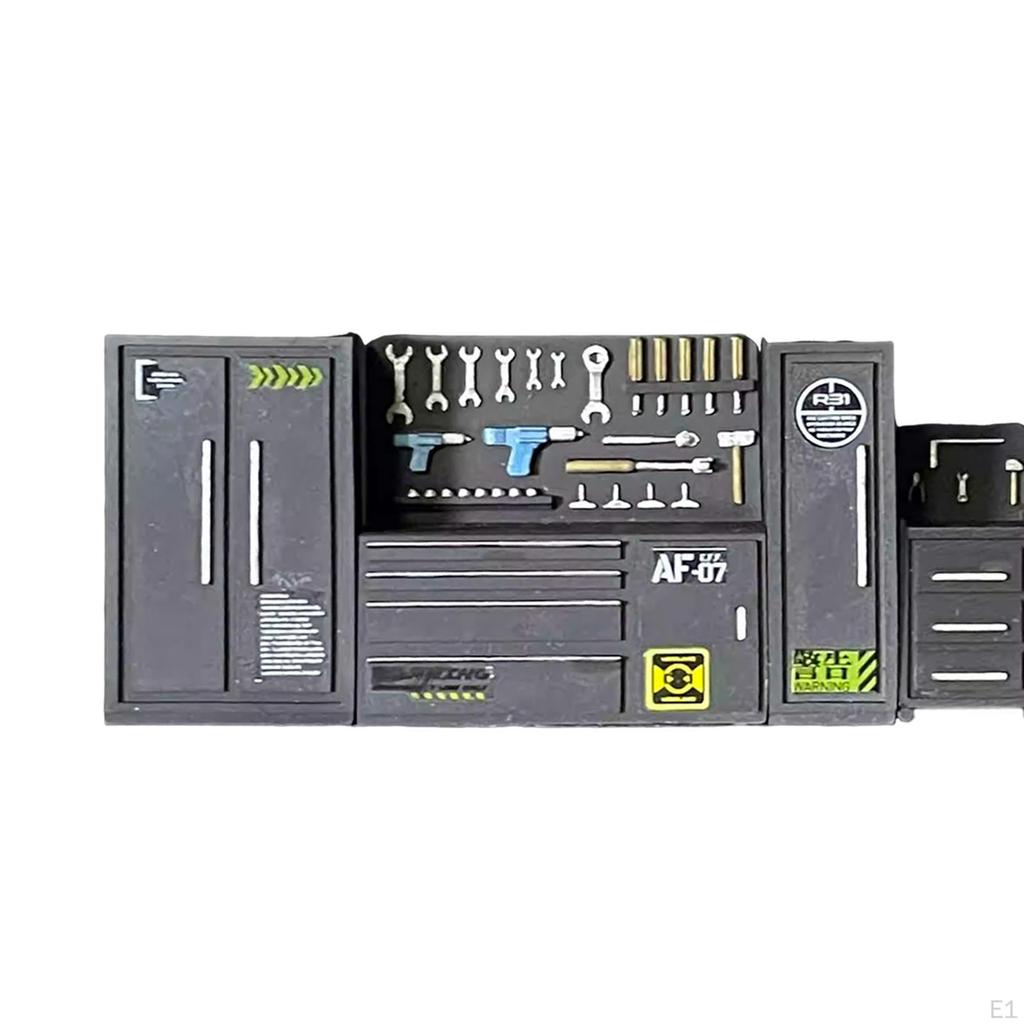 1/64 Garasjeverkstedsett Bilreparasjonsverktøy Solid DIY Mikroscene Dekor Kreativ Diorama