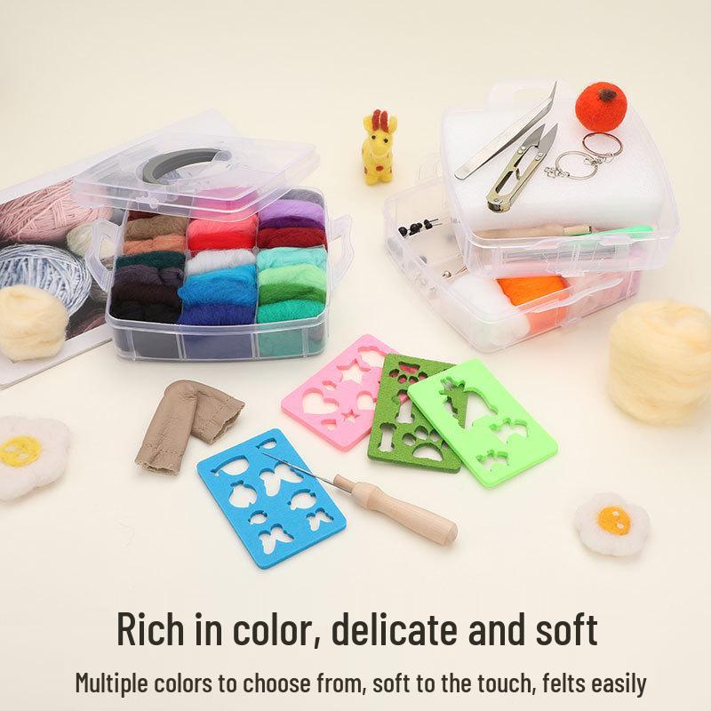 Wool Felt Handmade Couple Doll Kit - Creative DIY Gift Set with Tools & Accessories