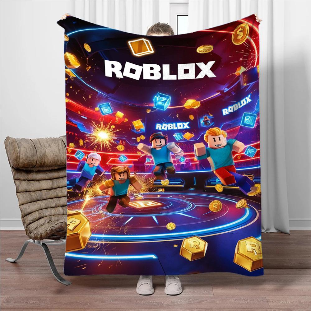 

3D RR-Robloxs Cartoon Game Flannel Blanket,Soft Throw Blanket for Home Bedroom Bed Sofa Picnic Travel Office Blanket Kids Gifts 75cmx90cm