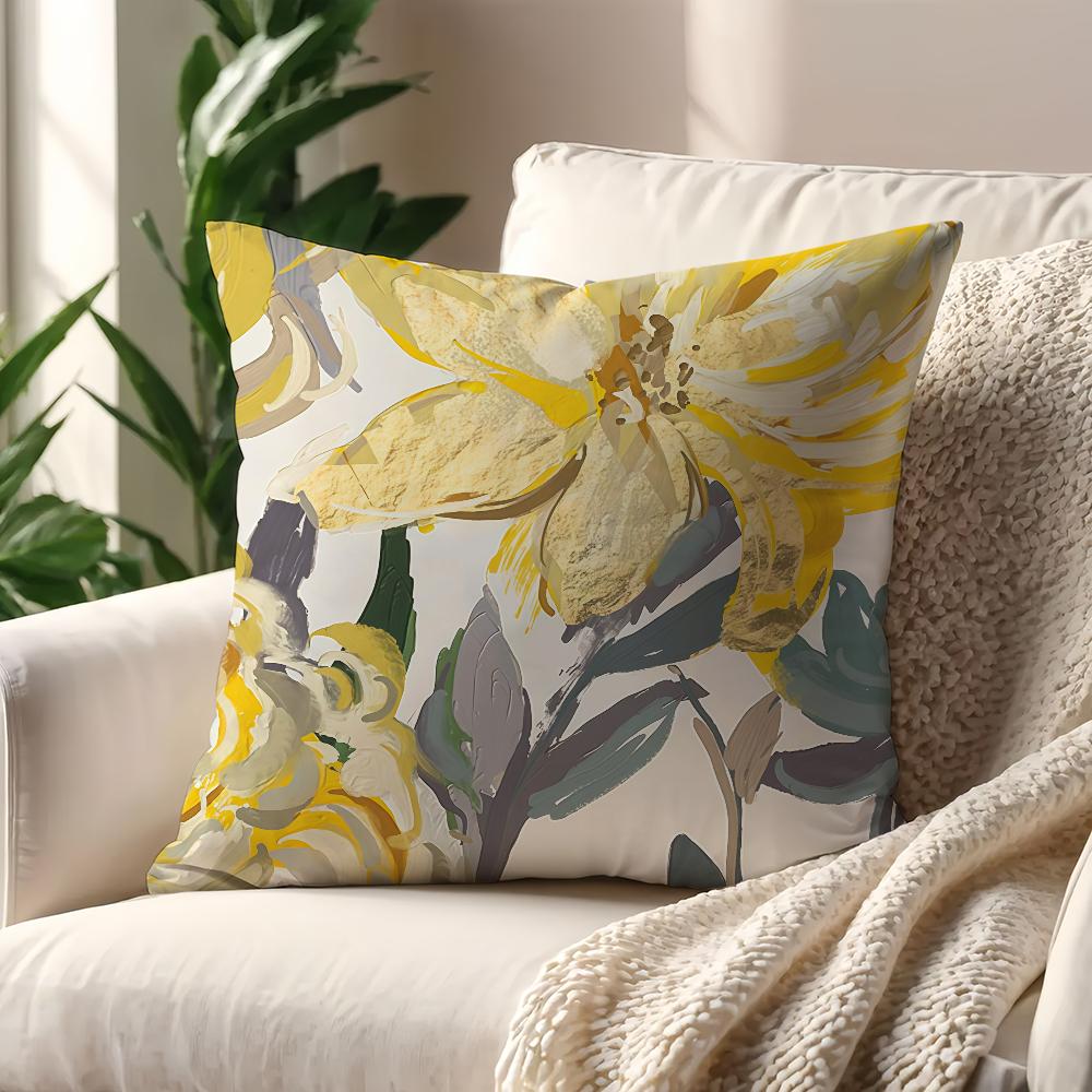 Gold Abstract Floral Pattern cushion cover For Pillow Printing Sofa Decoration Home Car Room Coffee ShopOffice Nordic Simplicity